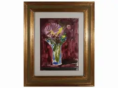 Gastone Breddo, Vase with flowers, oil on canvas