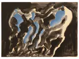 Marine architectures by Virgilio Guidi, watercolor on cardboard, offered Dec 2022