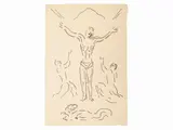 Virgilio Guidi, Crucifixion, ink on paper