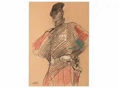 Dina Bellotti, Swiss guard, pastel on paper