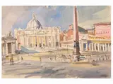 Dina Bellotti, St. Peter's Square, watercolor on cardboard