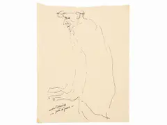 Walter Piacesi, Rome Piazza del Popolo 1962 and Character 1963, two sketches in ink on paper