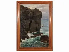 Scogli in Cornovaglia by Alphons Hollaender, oil on canvas, offered Dec 2022