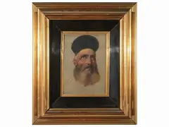 Male head study with beard and black cap by Ludovico Lipparini, oil sketch on paper laid on cardboard, offered Dec 2022