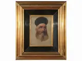 Ludovico Lipparini, Male head study with beard and black cap, oil sketch on paper laid on cardboard