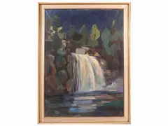 Manlio Sarra, Liri waterfall, oil on canvas