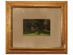 Landscape by Michele Garinei, oil on panel, offered Dec 2022