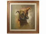 Michele Ortino, Portrait of little dog, oil on panel