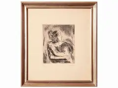Portrait of children by Xavier Bueno, etching, offered Dec 2022