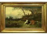 Conrad Bühlmayer, Campaign with oxen and children, 1872, oil on panel