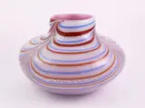 Flavio Poli attribuito, Pot-bellied vase in cased glass with silver inclusions and blue and red stripes, bearing signature engraved under the base "F.P.S.V.D.A" within a triangle