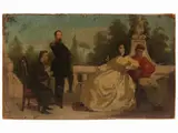 Silvestro Lega attribuito, Don Giovanni Verità with King Vittorio Emanuele and Garibaldi, oil on canvas