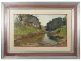 Glimpse of a river landscape, 1900 by Carlo Follini, oil on panel, offered Nov 2022