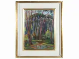 Piero Semeraro, Pini nel bosco 1968, oil on hardboard