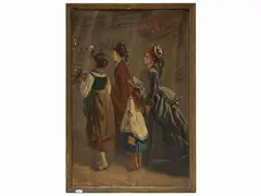 Carlo Ademollo, Characters 1865, Oil sketch on canvas applied to a tablet