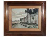 View of the street by Gino Romiti, oil on hardboard, offered Nov 2022