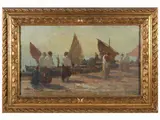 Felice Castegnaro, In Chioggia, oil on tablet