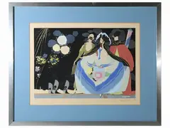 Umberto Brunelleschi, Fireworks 1927, colored pochoir etching