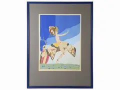 Umberto Brunelleschi, Oriental dancer, 1925, colored pochoir etching