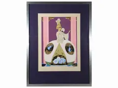 Umberto Brunelleschi, The gift of the Mandarin 1928, colored pochoir etching