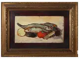 Giovanni Bartolena, Still Life with Fish and Mushrooms 1908, oil on tablet