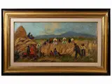 Harvest by Carlo Domenici, oil on tablet, offered Nov 2022