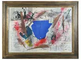 Arturo Carmassi, Composition with musical scores 1986, mixed media and collage on cardboard