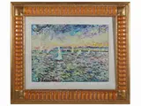 Marina with sailboats by Guido Borgianni, oil on canvas, offered Nov 2022