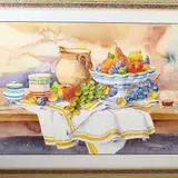 Still life by Giovanni Ospitali, watercolor on paper, offered Nov 2022