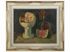 Still life 1965 by Epifanio Pozzato, oil on canvas, offered Nov 2022