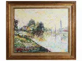 Landscape on the Arno by Guido Borgianni, oil on canvas, offered Nov 2022