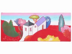 Tuscan landscape by Luca Alinari, mixed media on canvas, offered Nov 2022
