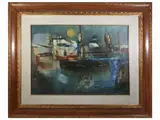 Lido Bettarini, Blue dock 1972, oil on canvas
