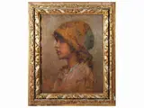Girl profile by Edmond Jean de Pury attribuito, oil on tablet, offered Nov 2022