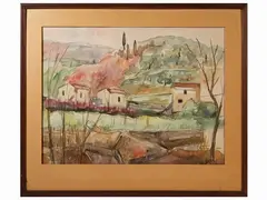 Tuscan views by Silvio Pucci, series of four watercolors on paper, offered Nov 2022