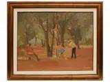 Giovanni March, Scorcio di parco con personaggi 1956