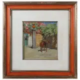 Adolfo Carlo Barone, Street view with horse, oil on tablet
