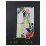 Giuseppe Chiari, Without title, collage on black cardboard