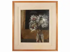 Flowerpot by Renzo Grazzini, oil on tablet, offered Nov 2022