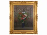 Marcello Boccacci, Flowerpot in a landscape, oil on tablet