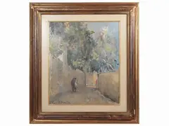 Views of houses by Ugo Pignotti, oil paintings on tablet, offered Nov 2022