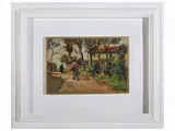 Basso Ragni, Tree-lined avenue with people, 1955