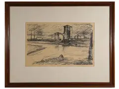 Landscape by Pietro Bugiani, etching, offered Nov 2022