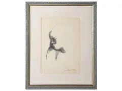 Female profile 1972 by Emilio Greco, ink on paper, offered Nov 2022
