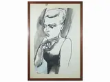 Fernando Farulli, Female portrait, mixed media on paper