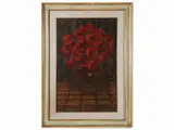 Enrico Giulio Trois, Poppies, oil on canvas applied to the tablet