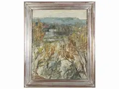 Landscapes by Renato Alessandrini, two oil paintings on canvas, offered Nov 2022