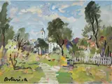 Antonio Asturi, Landscape, mixed media on cardboard