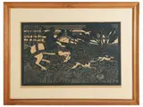 Luigi Servolini, Hunting scene, Woodcut