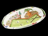 Arnaldo Miniati, Composition with pool table, 1968, oval plate - glazed earthenware tray